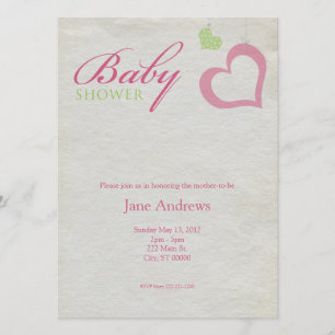 Invitación El corazón ata Baby Shower - rosa y verde