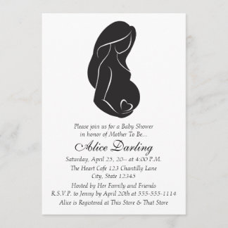 Invitación El corazón Baby Shower de la silueta de la mujer