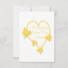 Invitación El Corazón De Mariposa De Color Amarillo Guarda La