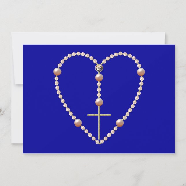 Invitación El corazón de "Perlas" formó Rosary (Anverso)