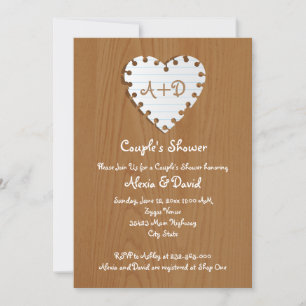 Invitación El corazón del papel en las parejas bodas de mader