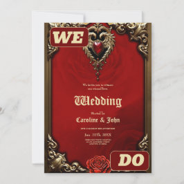 Invitación El corazón gótico del fuego y el oro.