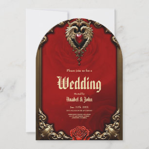 Invitación El corazón gótico del fuego y el oro.