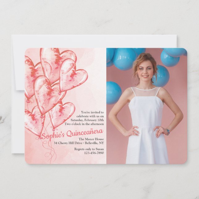 Invitación El corazón hincha Quinceañera (Anverso)