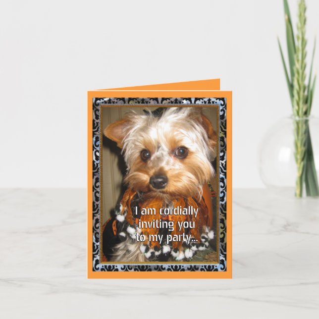 Invitación El cordial de Yorkie del ` invita para Halloween (Anverso)