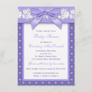 Invitación El cordón floral púrpura IMPRESO Baby Shower del