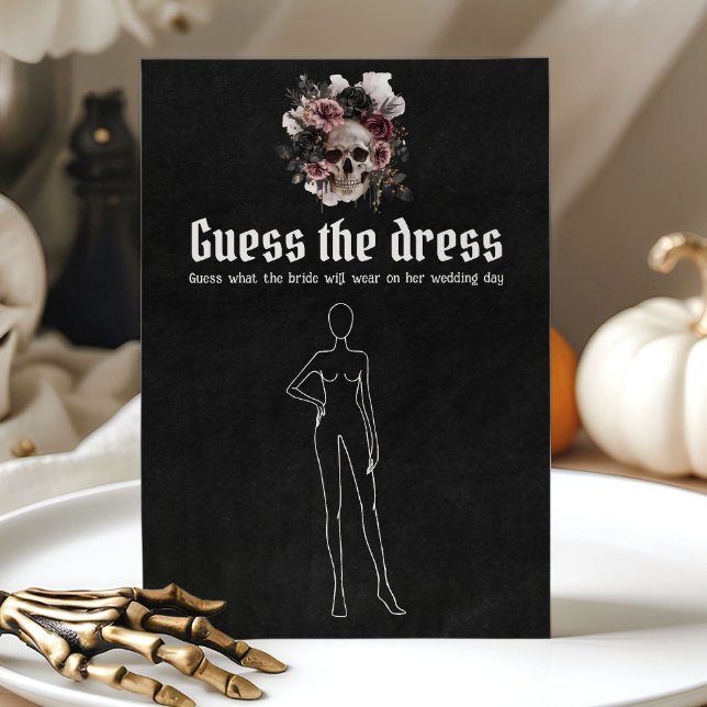 Invitación El cráneo de Halloween adivina el juego de ducha d (Halloween Skull Guess The Dress Bridal Shower Game )