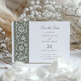 Invitación El crema verde sabio William Morris salva la fecha