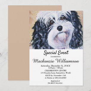 INVITACIÓN EL CUMPLEAJE BLANCO Y NEGRO DULCE DESEA FELIZ CUMP