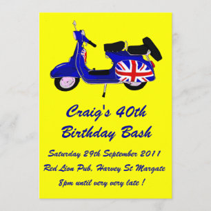 Invitación El cumpleaños adaptable del muchacho de la vespa