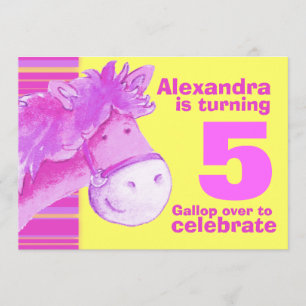 Invitación El cumpleaños amarillo rosado del 5to cumpleaños