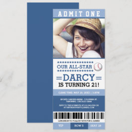 Invitación El cumpleaños azul del boleto del béisbol invita