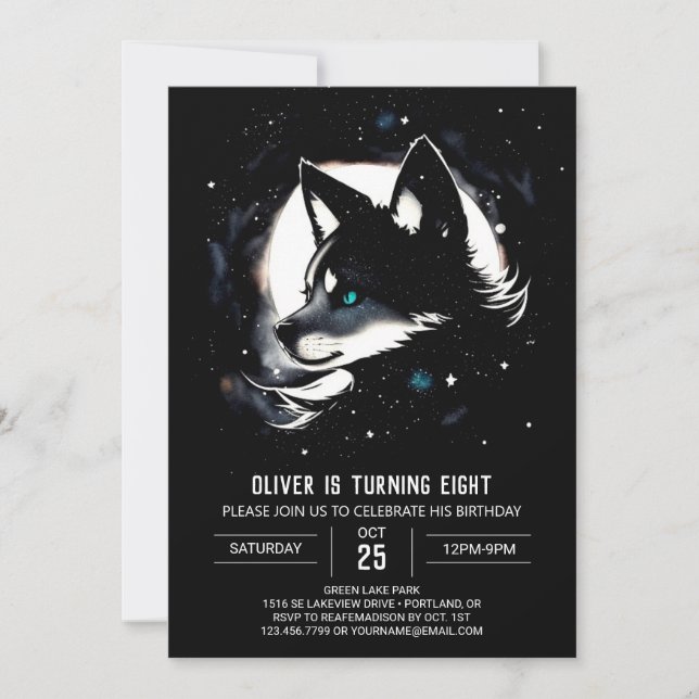 Invitación El cumpleaños caprichoso de Wolf (Anverso)