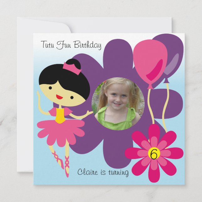 Invitación El cumpleaños de encargo de la bailarina del pelo (Anverso)