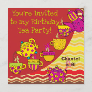 Invitación El cumpleaños de encargo de la fiesta del té del