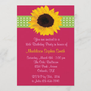 Invitación El cumpleaños de encargo del dulce 16 del girasol