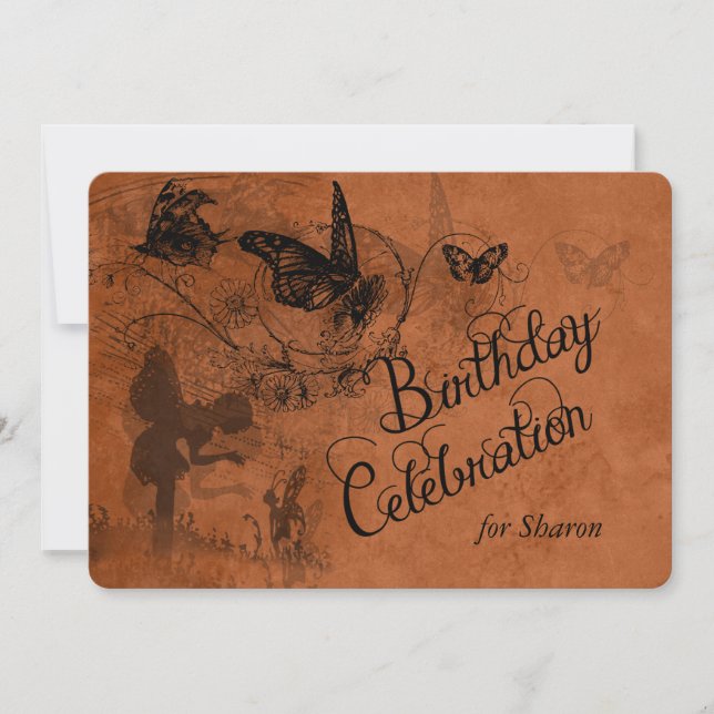 Invitación El cumpleaños de encargo del jardín de hadas del (Anverso)