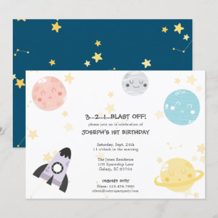Invitación El cumpleaños de Kawaii del niño lindo de la