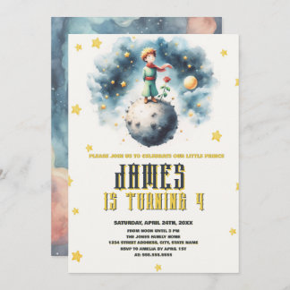 Invitación El cumpleaños de la acuarela del principito