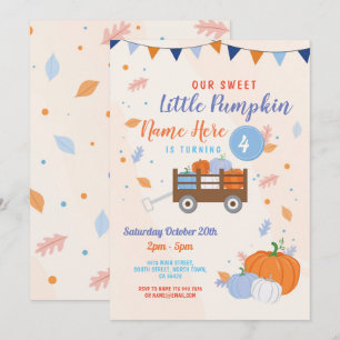 Invitación El cumpleaños de la calabaza invita al remolque