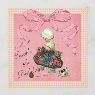 Invitación El cumpleaños de la cinta del rosa del chica de la