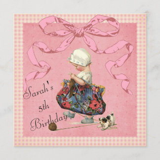 Invitación El cumpleaños de la cinta del rosa del chica de la