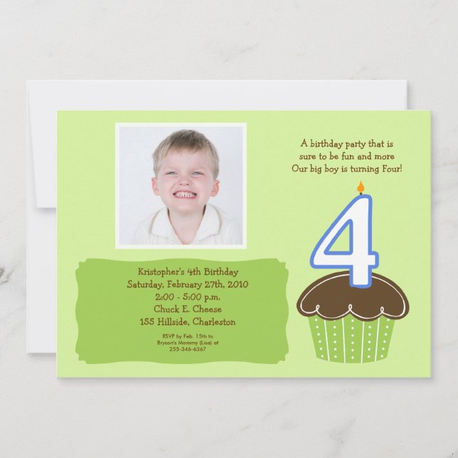 Invitación El CUMPLEAÑOS de la FOTO de la MAGDALENA de 4 (Anverso)