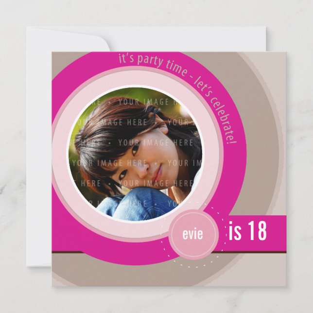 Invitación EL CUMPLEAÑOS DE LA FOTO INVITA:: 6SQ circular (Anverso)