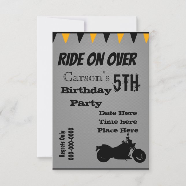 Invitación El cumpleaños de la motocicleta invita (Anverso)