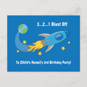 Invitación El cumpleaños de la nave de Rocket retro invita