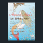 Invitación El cumpleaños de la sirena del chica hermoso del<br><div class="desc">La sirena hermosa debajo del mar rodeado por los pescados de jalea, el coral blanco y el ilustracion handdrawn de los pescados es el fondo para la invitación nupcial del fiesta del tema del océano de la playa de la ducha del cumpleaños del cumpleaños sweet16 de este chica único ......</div>