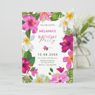 Invitación El cumpleaños de las flores tropicales vibrantes