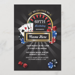 Invitación El cumpleaños de Las Vegas de la noche del casino