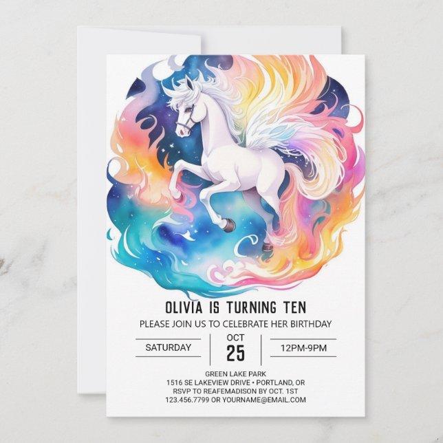 Invitación El cumpleaños de los caballos de los chicos capric (Anverso)