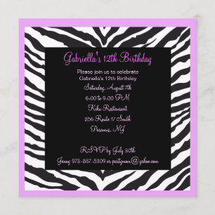 Invitación El cumpleaños de los chicas de la cebra de la