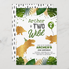 Invitación El cumpleaños de los dinosaurios invita a dos Fies
