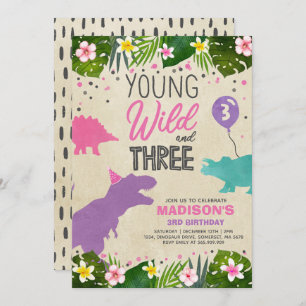 Invitación El Cumpleaños De Los Dinosaurios Invitó A Wild Y A