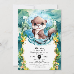 Invitación El cumpleaños de Otter Pequeño y Colorido