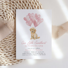 Invitación El cumpleaños de San Valentín, pequeño perro queri