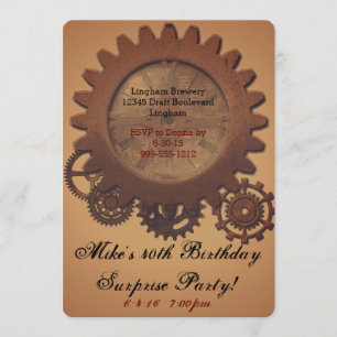 Invitación El cumpleaños de Steampunk invita