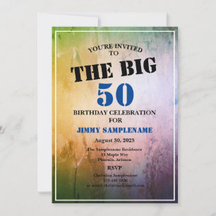 Invitación El cumpleaños de un hombre con un resumen azul cel