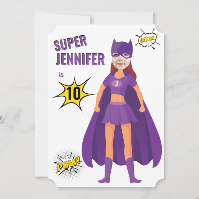 Invitación El cumpleaños de una superheroína sensacional asom (Anverso)