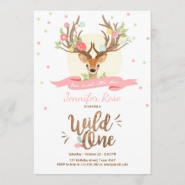 Invitación El cumpleaños de Wild One Deer invita a la madera 