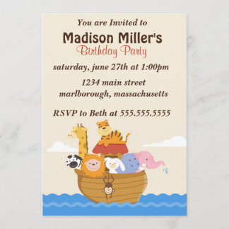 Invitación El cumpleaños del arco de Noah invita