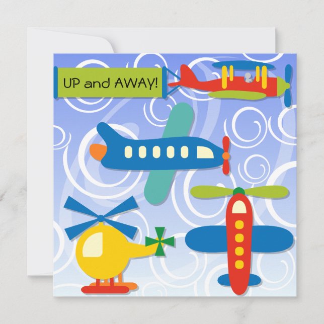 Invitación El cumpleaños del avión de Personalizado fuera y h (Anverso)