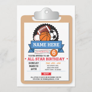 Invitación El cumpleaños del baloncesto del fiesta de los