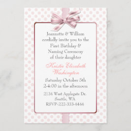 Invitación El cumpleaños del bebé rosado del lunar y