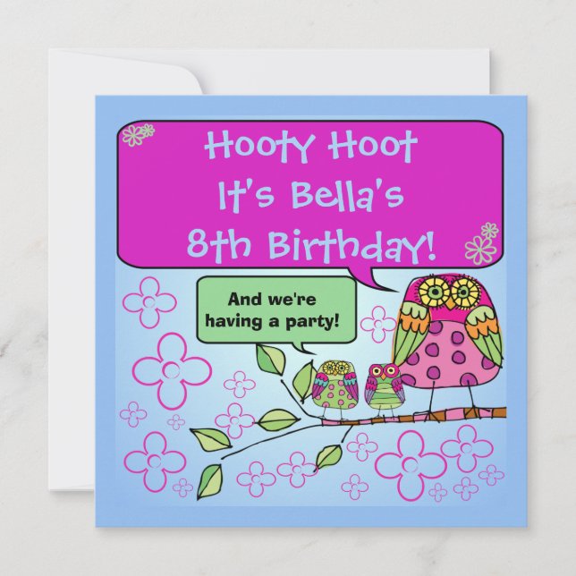 Invitación El cumpleaños del búho de la naturaleza modificado (Anverso)