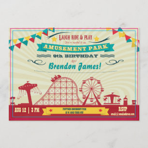 Invitación El cumpleaños del carnaval del Funfair del parque