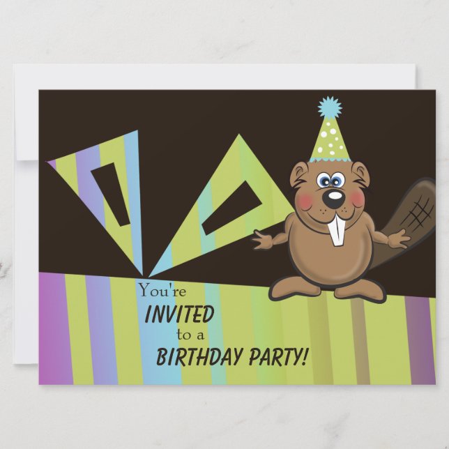 Invitación el cumpleaños del castor invita (Anverso)